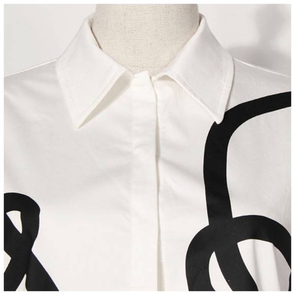 Black & White Vegan Leather Scroll Top - Picture 6 of 7